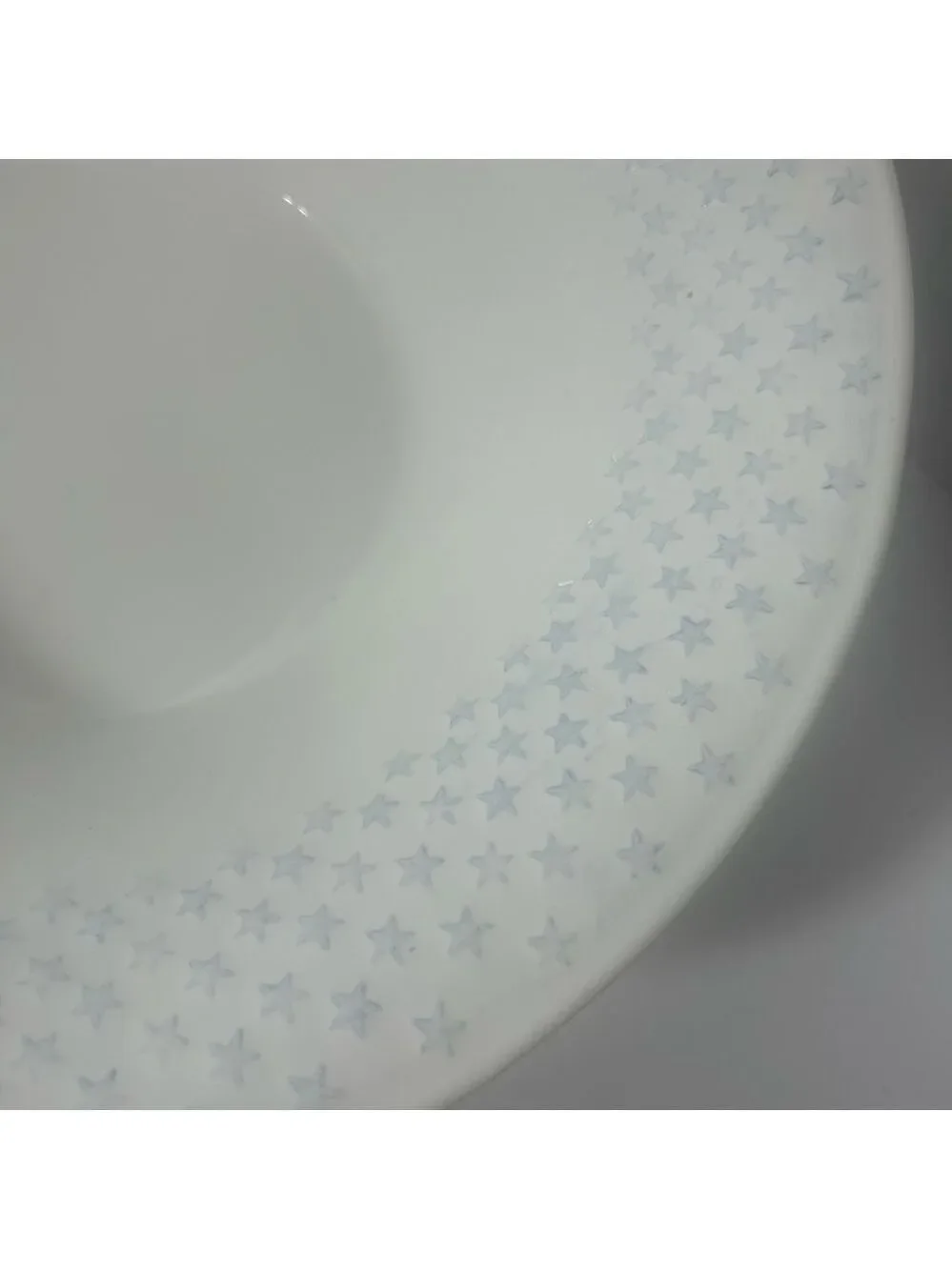Bordallo Pinheiro Large White Serving Blue Stars Patterned Bowl